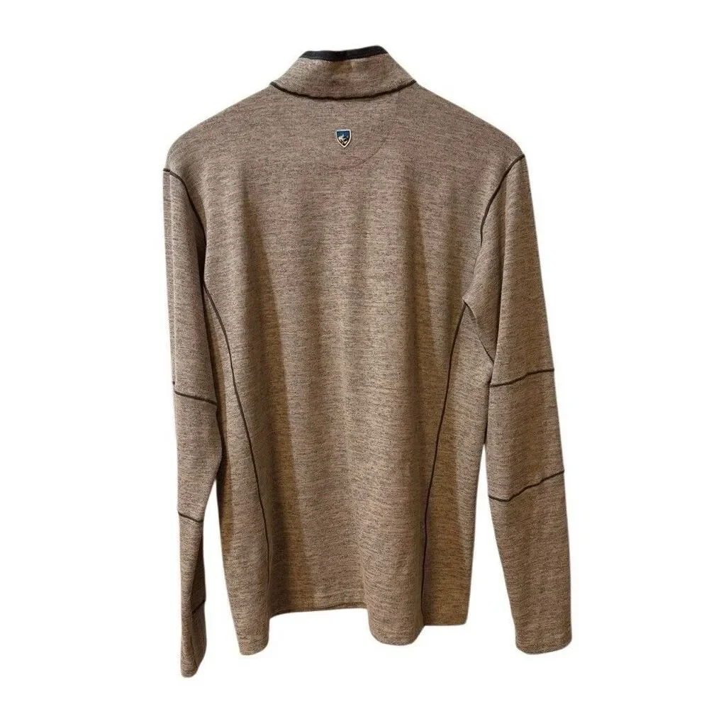 Kuhl Mens Ryder Sweater L Beige 1/4 Zip Pullover Thumbholes Running Hike